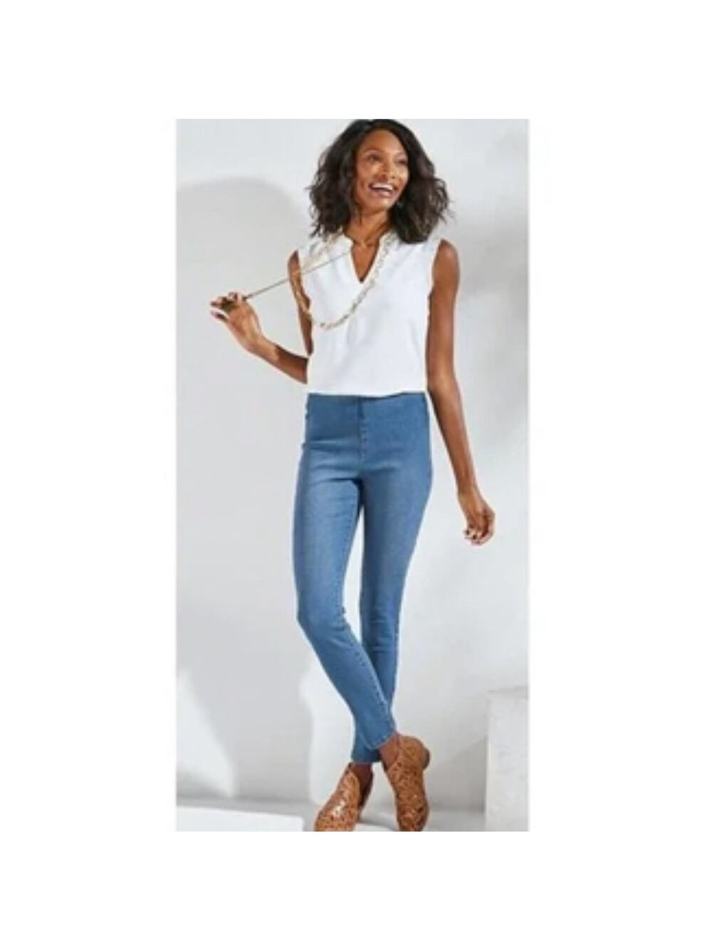 Soft Surroundings Ultimate Denim Pull On Skinny Jeans Elastic Waist Size XS